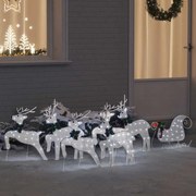 vidaXL LED Ρούντερ 7 pcs Ασημί ύφασμα