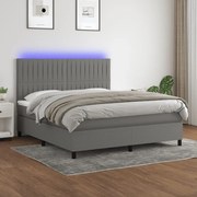 ΚΡΕΒΑΤΙ BOXSPRING ΜΕ ΣΤΡΩΜΑ &amp; LED ΣΚ.ΓΚΡΙ 160X200 ΕΚ ΥΦΑΣΜΑΤΙΝΟ 3135046