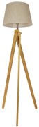 01263 GloboStar®  TRIPOD 01263 Μοντέρνο Επιδαπέδιο Φωτιστικό Μονόφωτο 1 x E27 IP20 Μπεζ Ξύλο με Μπεζ Ύφασμα - Μ40 x Π40 x Υ143cm