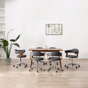 vidaXL Καρέκλες Τραπεζαρίας Περιστρ. 6τεμ Γκρι Λυγ. Ξύλο/Συνθ. Δέρμα