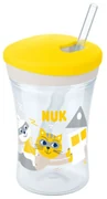 Ποτηράκι Παιδικό Action Cup 10751136 Με Καλαμάκι 230ml 12 Μηνών Yellow Nuk 230ml Πλαστικό