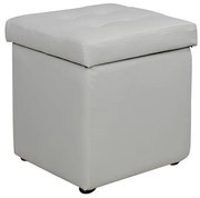 Σκαμπό CUBE με Αποθηκευτικό χώρο και PU Λευκό 36,5x36,5x36Υεκ. 36.5x36.5x36 εκ.