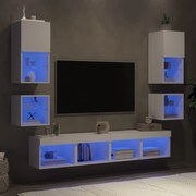 vidaXL Έπιπλα Τοίχου Τηλεόρασης 8 τεμ LED Λευκά από Επεξεργασμένο Ξύλο