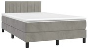 vidaXL Κρεβάτι Boxspring με Στρώμα & LED Αν.Γκρι 120x190εκ. Βελούδινο