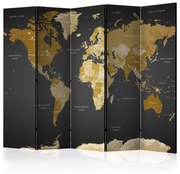 Διαχωριστικό με 5 τμήματα - Room divider - World map on dark background 225x172