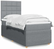 vidaXL Κρεβάτι Boxspring με Στρώμα Ανοιχτό Γκρι 80x200 εκ. Υφασμάτινο