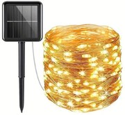 100 LED Ηλιακά Χριστουγεννιάτικα Φωτάκια από Αδιάβροχο Χάλκινο Σύρμα 10μ. BX-034 (Θερμό λευκό)