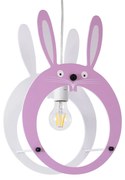 GloboStar BUNNY 61577 Μοντέρνο Παιδικό Κρεμαστό Φωτιστικό Οροφής Μονόφωτο 1 x E27 Ροζ PVC Φιγούρα Λαγουδάκι Μ27.2 x Π15.5 x Υ40cm