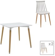 Intrahome Τραπεζαρία Aurora-Natali Intrahome σετ 3τεμ pp-mdf σε λευκό-γκρι-φυσική απόχρωση 80x80x76εκ | SKU: INTRAPA-311111085