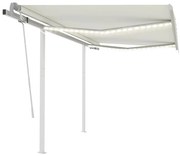 vidaXL Τέντα Συρόμενη Χειροκίνητη με LED Κρεμ 3 x 2,5 μ.