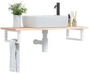 vidaXL Ράφι Νιπτήρα Τοίχου από Ατσάλι / Μασίφ Ξύλο Δρυός