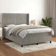 ΚΡΕΒΑΤΙ BOXSPRING ΜΕ ΣΤΡΩΜΑ ΑΝΟΙΧΤΟ ΓΚΡΙ 140X190 ΕΚ. ΒΕΛΟΥΔΙΝΟ 3132795