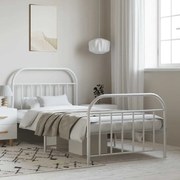 vidaXL Πλαίσιο Κρεβατιού με Κεφαλάρι&amp;Ποδαρικό Λευκό 100x190εκ. Μέταλλο