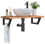 Ράφι Νιπτήρα Τοίχου από Ατσάλι / Μασίφ Ξύλο Οξιάς