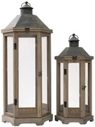 Φανάρι Σετ 2τμχ Ξύλινο Καφέ 33x29,5x77εκ.-25x22x53εκ. Zen Collection 24.17.49790