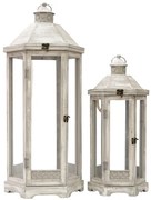 Φανάρι Σετ 2τμχ Ξύλινο Γκρι 33x29,5x77εκ.-25x22x53εκ. Zen Collection 24.17.49792