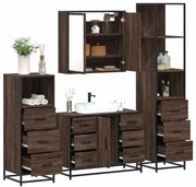 vidaXL Σετ Επίπλων Μπάνιου 4 Τεμαχίων Καφέ Δρυς από Επεξεργασμένο Ξύλο