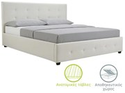 Κρεβάτι Roi διπλό 160x200 PU λευκό ματ + αποθηκευτικό χώρο 172x218x109 εκ.