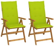 vidaXL Καρέκλες Κήπου Ανακλινόμενες 2 τεμ. Ξύλο Ακακίας με Μαξιλάρια
