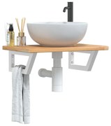 vidaXL Ράφι Νιπτήρα Τοίχου από Ατσάλι / Μασίφ Ξύλο Δρυός