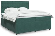 vidaXL Κρεβάτι Boxspring με Στρώμα Σκούρο Πράσινο 200x200εκ. Βελούδινο