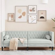 Καναπές Τριθέσιος Chesterfield με Στηρίγματα Αν. Γκρι Βελούδο