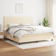 vidaXL Κρεβάτι Boxspring με Στρώμα Κρεμ 200x200 εκ. Υφασμάτινο