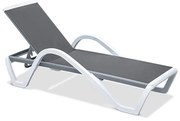 WOODWELL Ε3382SUMMER K/D Ξαπλώστρα με μπράτσα Αλουμίνιο Ανθρακί, PP Άσπρο - Textilene Γκρι 69/58x196x31cm Ε3382