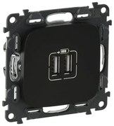Πρίζα Φόρτισης 2xUSB 1500MA Μαύρο Valena Allure In'Matic 754998 Legrand-754998-Μαύρο 754998