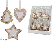 Χριστουγεννιάτικα Κρεμαστά Διακοσμητικά Ροζ 10.5cm Σε 3 Σχέδια