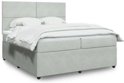vidaXL Κρεβάτι Boxspring με Στρώμα Ανοιχτό Γκρι 200x200 εκ. Βελούδινο