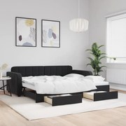 vidaXL Καναπές Κρεβάτι Συρόμενος Μαύρο 90x190 εκ. Βελούδο &amp; Συρτάρια