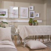 Τραπεζομάντηλο Peony 01 Beige Teoran 140X180 Βαμβάκι-Πολυέστερ