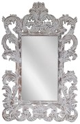 Artekko Mirroki Ξύλινος Λευκός Πατίνα Σκαλιστός Καθρέπτης Τοίχου (120x90)cm