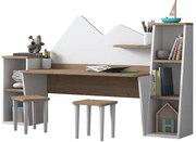 Σετ γραφείου παιδικό Bubble 3 τεμ καρυδί-λευκό 180x45x93.5εκ 120x45x93.5 εκ.