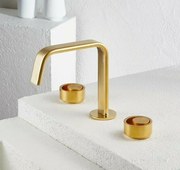 Armando Vicario Halo Gold Brushed Μπαταρία Νιπτήρος 3 οπών με βαλβίδα clic-clac
