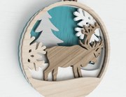 Σετ των 3 Intra απο ξύλο plywood 3mm-4mm πάχος Χριστουγεννιάτικο στολίδι ελαφιού τρισδιάστατη Δίασταση 100x100 cm INTRAFABR-49525381