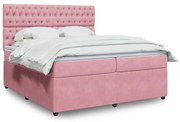 Κρεβάτι Boxspring με Στρώμα Ροζ 200x200 εκ. Βελούδινο 3294741