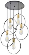 Φωτιστικό Οροφής Hoop 77-8204 5xE27 60W Brass-Black Homelighting Μέταλλο