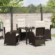vidaXL Σέτ φαγητού για κήπο 5 pcs Καφέ συνθετικό ρατάν