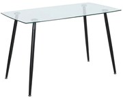 WOODWELL ΕΜ760,1ROBY Τραπέζι  Τραπεζαρίας Κουζίνας, Μέταλλο Βαφή Μαύρο Γυαλί Clear 120x70x75cm ΕΜ760,1