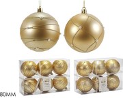 Χριστουγεννιάτικη Μπάλα Χρυσό 80mm Με Πέρλες Σετ 6Τμχ Σε 2 Σχέδια