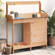 vidaXL Τραπέζι για Γλάστρες+Ντουλάπι Καφέ 110,5x45x124,5εκ Μασίφ Ελάτη