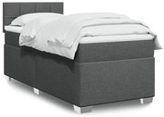 vidaXL Κρεβάτι Boxspring με Στρώμα Σκούρο Γκρι 90x200 εκ. Υφασμάτινο