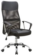 WOODWELL ΕΟ502,1PBF2400-PVC Πολυθρόνα Γραφείου Διευθυντή, Βάση Χρώμιο, Pvc Μαύρο - Mesh Μαύρο 61x68x108/118cm ΕΟ502,1P