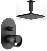 Almar Black Matt Κεφαλή Ντους 30εκ. Με Μπράτσο Οροφής&amp; Μικτ.εντοιχ.με Εκτροπεα Halo Vicario
