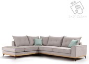 Γωνιακός καναπές δεξιά γωνία Luxury II pakoworld ύφασμα elephant-ciel 290x235x95εκ