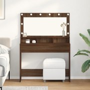 vidaXL Τραπέζι Μακιγιάζ με ράφι Καφέ δρυς 100 x 41 x 135 εκ.