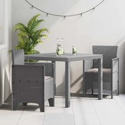 vidaXL Σέτ φαγητού για κήπο 3 pcs Ανοιχτό γκρι Rattan Polt