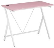 ΓΡΑΦΕΙΟ 100X50X75εκ.ΡΟΖ MDF/ΛΕΥΚΟ ΜΕΤΑΛΛΙΚΟ